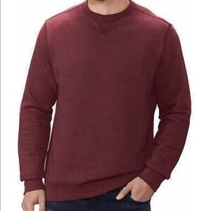 Mens Arrow Burgundy red classic soft touch Saranac fleece sweatshirt w/blue trim